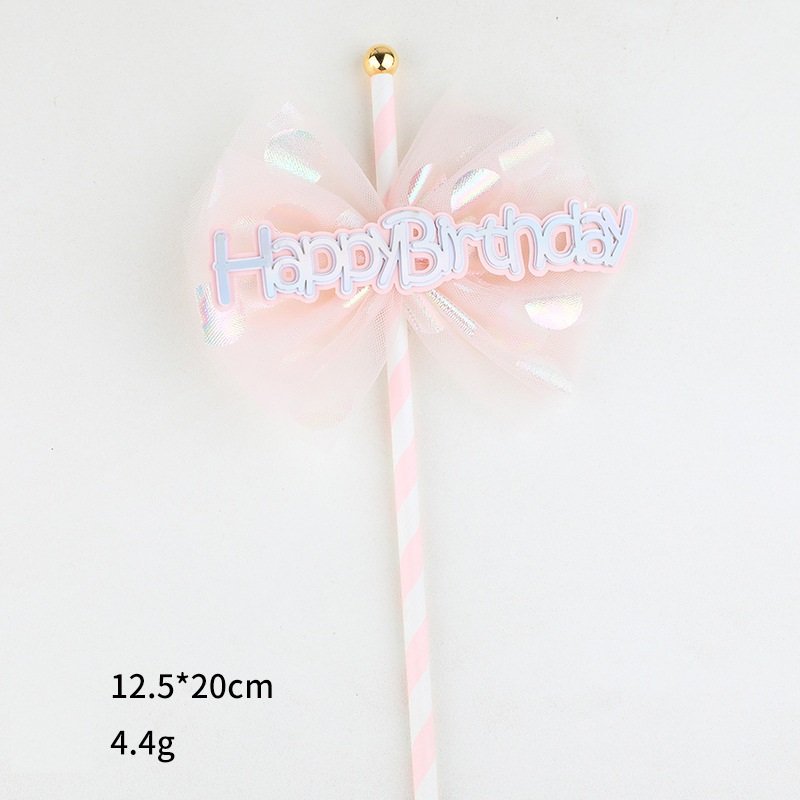 Factory Hot Selling Bake Cake Insert Decorating Party Supplies Bow Star Happy Birthday Cake Topper