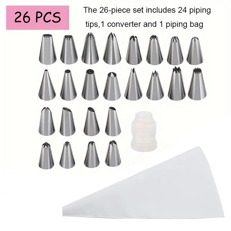 Wanlihao 26/50pcs Stainless Steel Cake Nozzle Set Icing Piping Nozzles Baking Cake Tools Kits