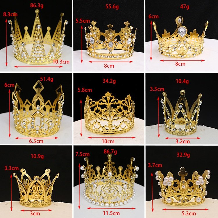 Cake Decoration Alloy Crown Flower Dress Up Jewelry Birthday Crown Children Headdress Adult Hair Accessories