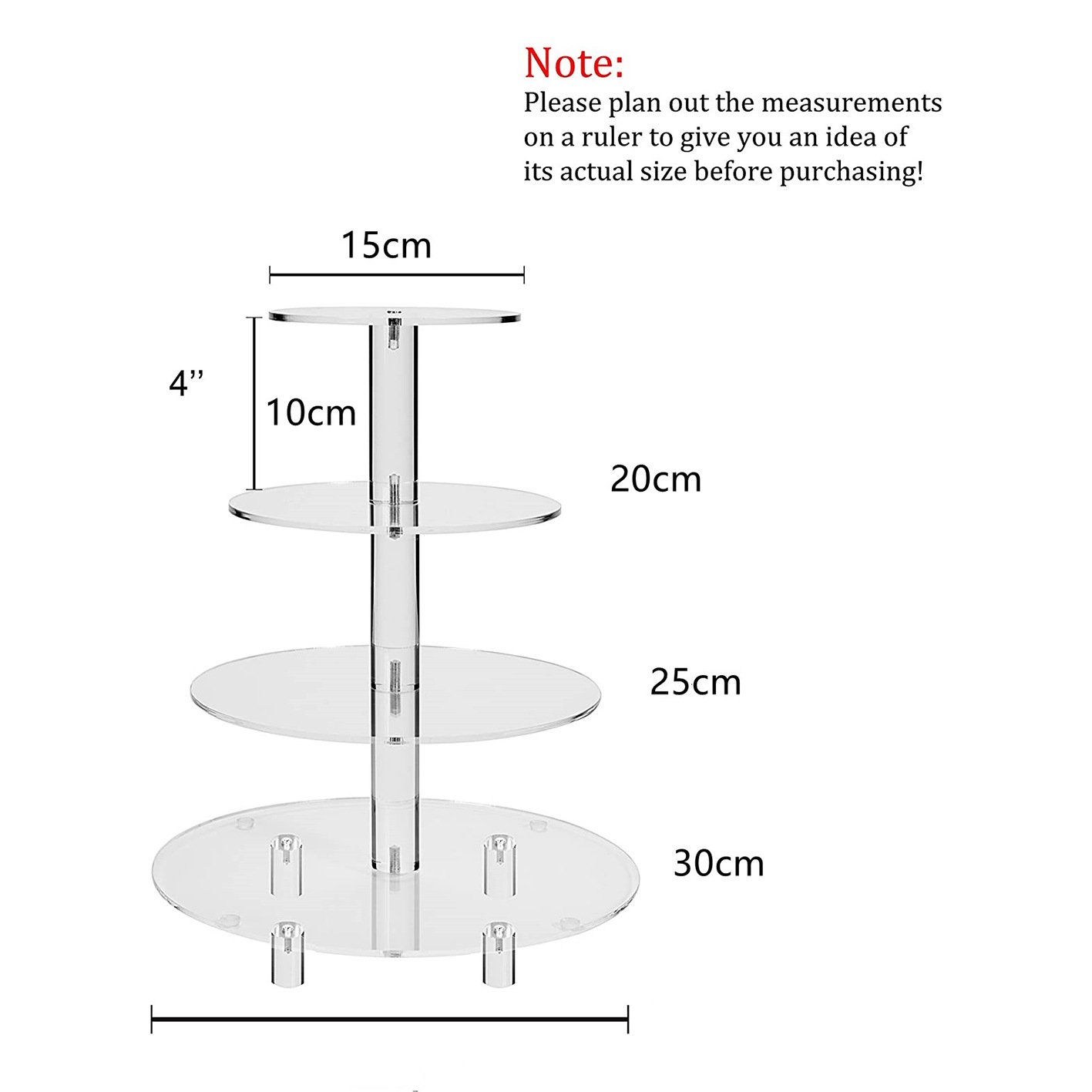 4 Tier Cupcake Stand Round Acrylic Cupcake Tower Multi Tiered Circle Cake Stand Large Clear Cupcake Holder for Dessert Display
