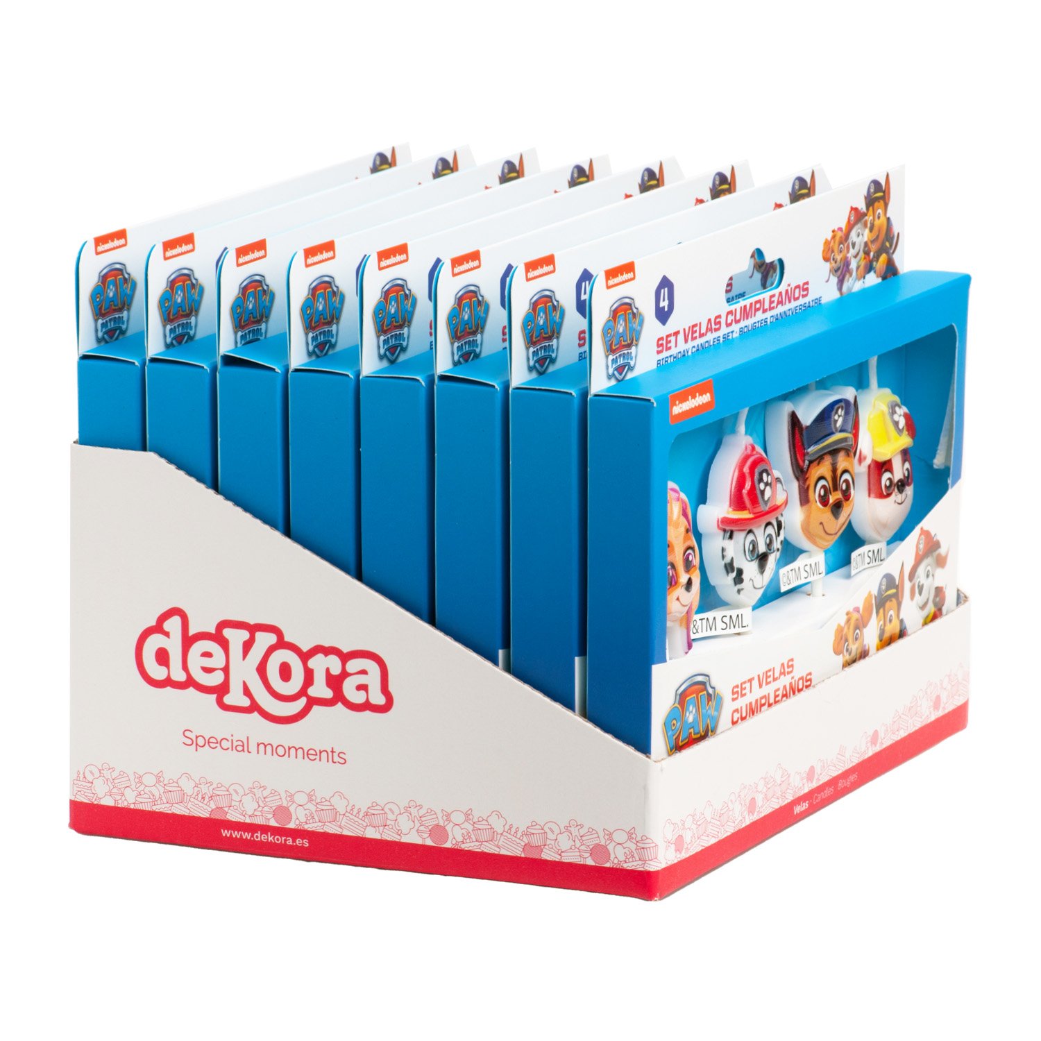 Dekora Brand Display Of 8 Blisters For Paw-Patrol Anniversary Candles Set Of 4 Birthday Cake Topper Perfect For Parties
