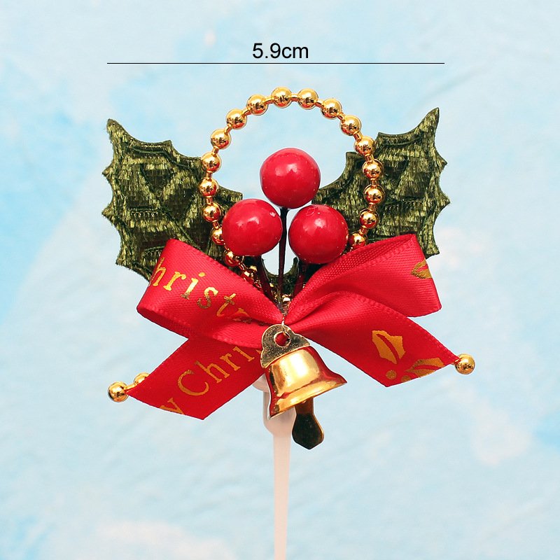 Christmas cake decoration insert card grass circle leaf old man snowman deer gift package Christmas tree cake decoration supplie