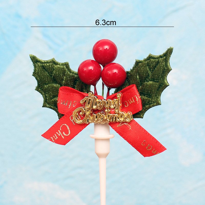 Christmas cake decoration insert card grass circle leaf old man snowman deer gift package Christmas tree cake decoration supplie