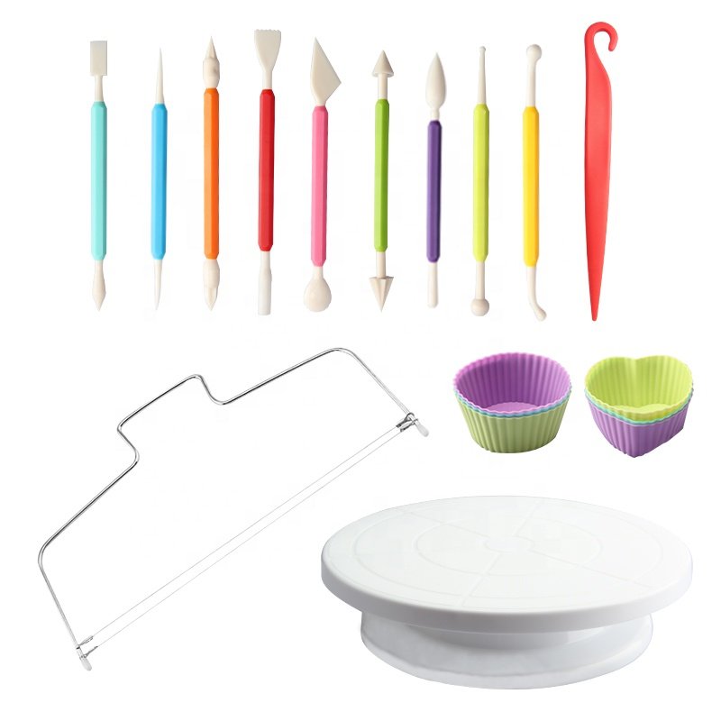 Hot sale Cake Turntable 110 Pcs Cake Tools Scraper Cake Decorating Supplies Kit Set Baking Tools Set