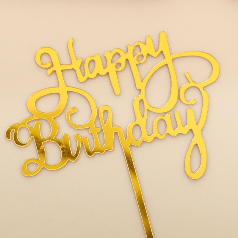 Custom Many Style Acrylic Cake Topper Gold Geometry Round Letter Cake Toppers Happy Birthday Wedding Party Cupcake Toppers