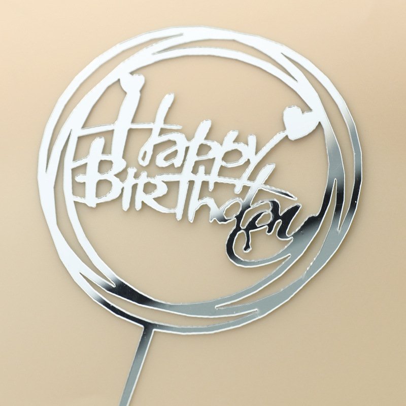 Custom Many Style Acrylic Cake Topper Gold Geometry Round Letter Cake Toppers Happy Birthday Wedding Party Cupcake Toppers