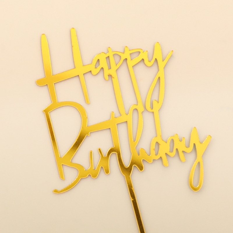 Custom Many Style Acrylic Cake Topper Gold Geometry Round Letter Cake Toppers Happy Birthday Wedding Party Cupcake Toppers