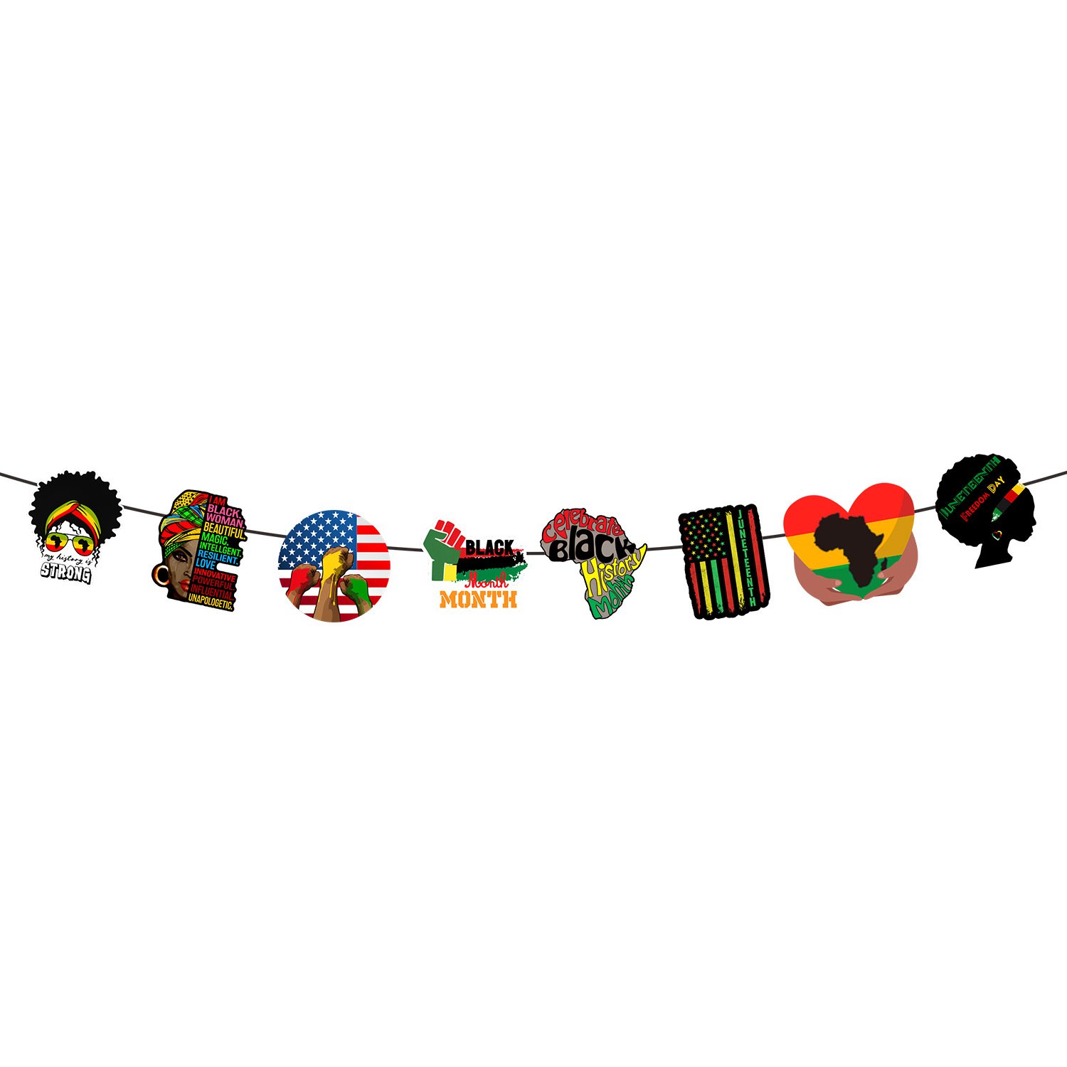 Black history Month Juneteenth Party Supplies Party Banners with Balloon Cake Topper set for Party Decorations