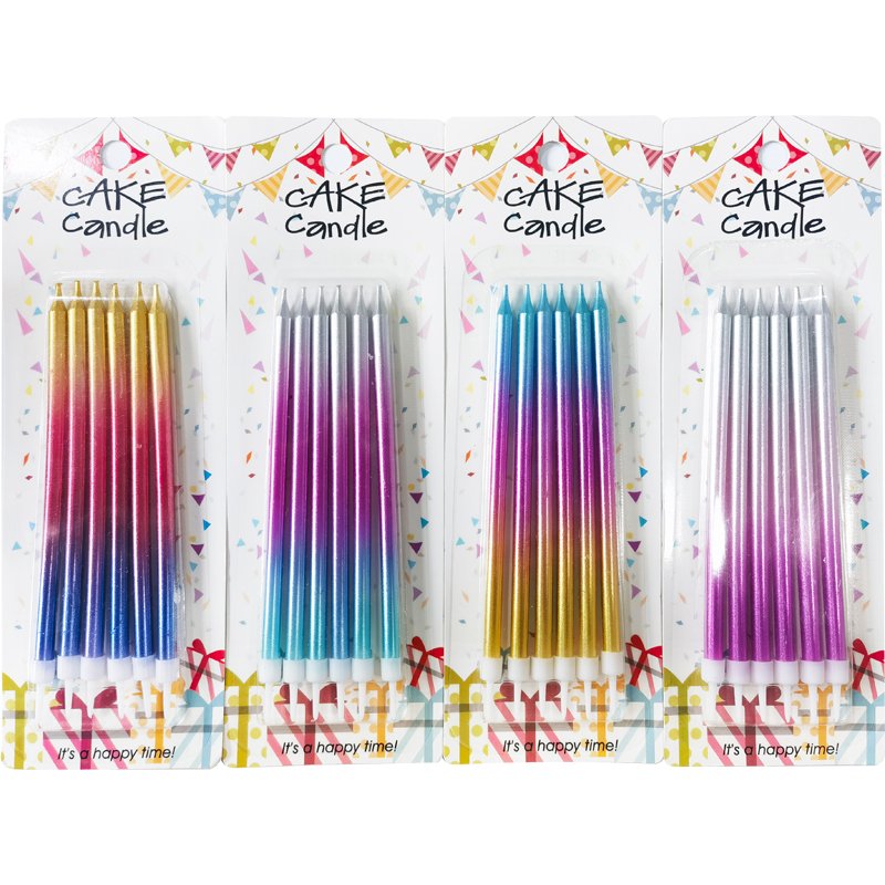 Cake Party Birthday Ins Nordic Style 4 Color Tall Long Glitter Metal Gradient Sprinkle Golden Birthday Candles