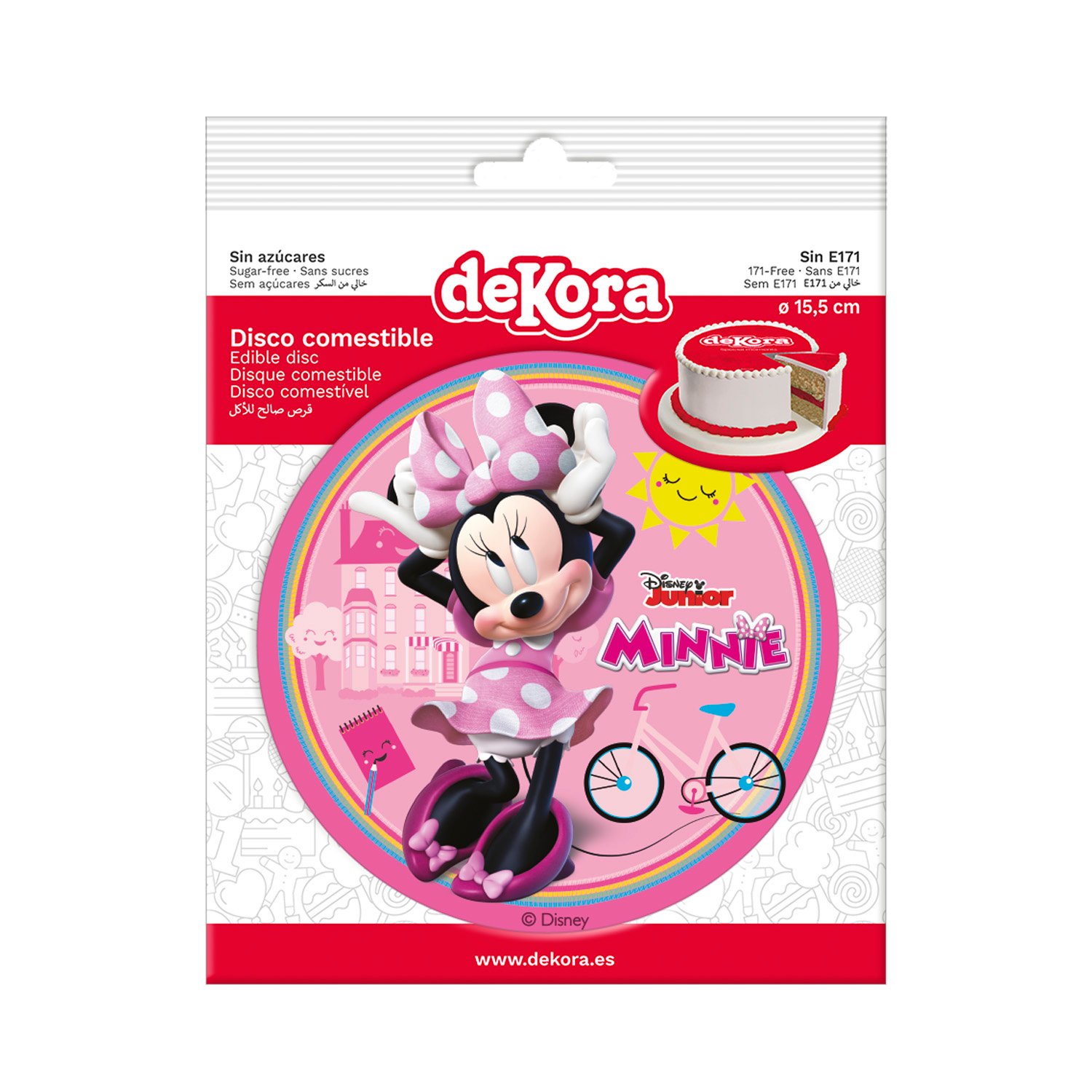 Dekora Brand Box Of 10 Edible Discs For Decorating Cakes With For Minnie Mouse Design Dia 15.5cm
