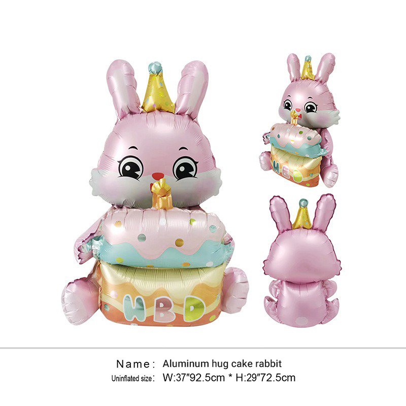 New Bear Hug Cake Decoration Supplies Bunny Foil Balloons Baby's Birthday Party Layout Sitting Rabbit Aluminum Film Balloon