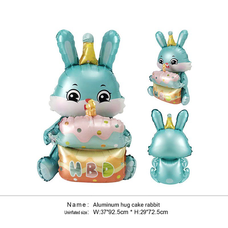 New Bear Hug Cake Decoration Supplies Bunny Foil Balloons Baby's Birthday Party Layout Sitting Rabbit Aluminum Film Balloon