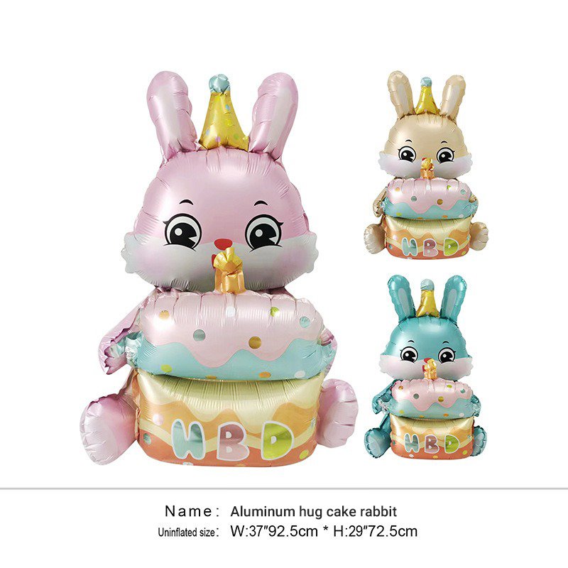 New Bear Hug Cake Decoration Supplies Bunny Foil Balloons Baby's Birthday Party Layout Sitting Rabbit Aluminum Film Balloon