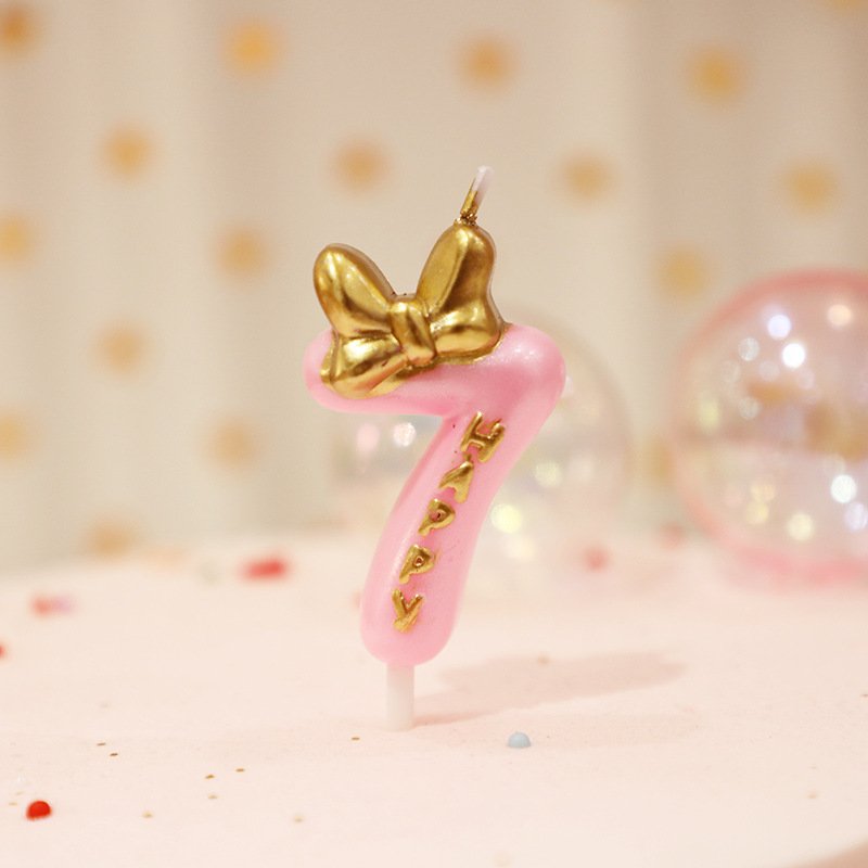 Cute Bowknot Birthday Number Candle Number Cake Decor Digital Candle Topper Cupcake Party Candles Princess Prince 0-9 Sobo