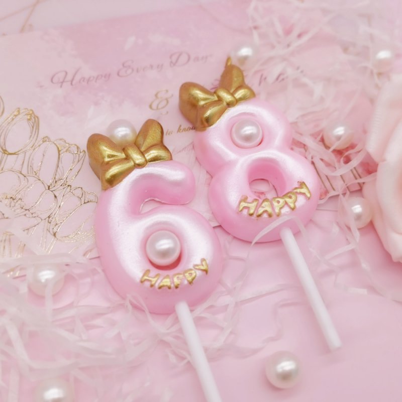Cute Bowknot Birthday Number Candle Number Cake Decor Digital Candle Topper Cupcake Party Candles Princess Prince 0-9 Sobo