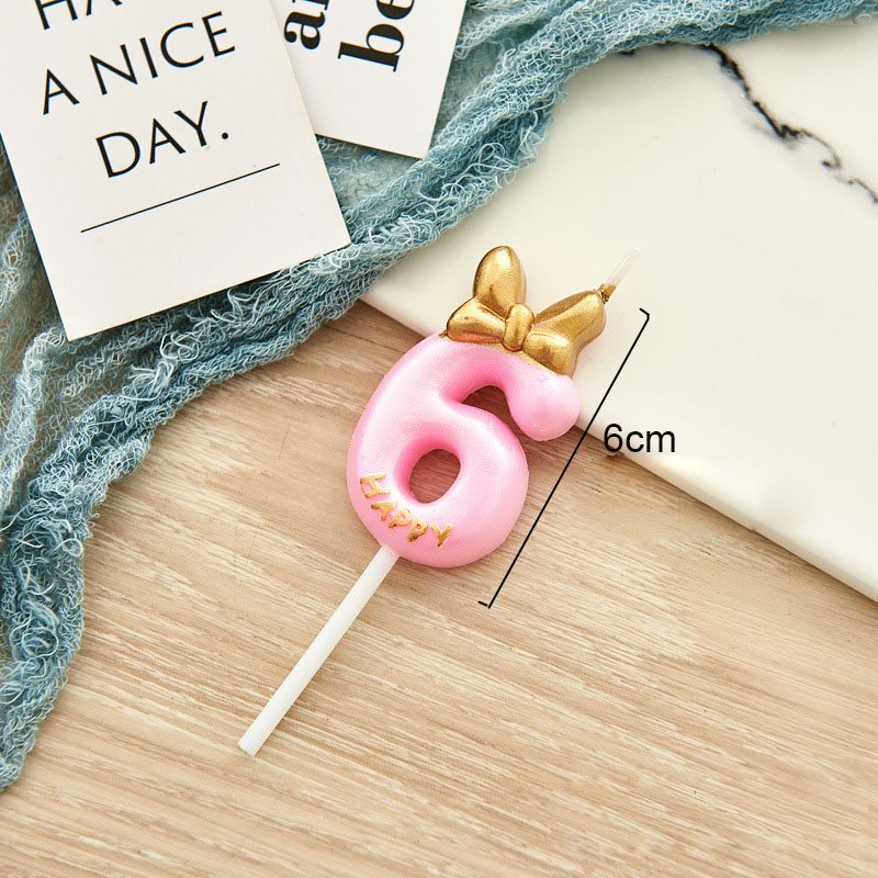 Cute Bowknot Birthday Number Candle Number Cake Decor Digital Candle Topper Cupcake Party Candles Princess Prince 0-9 Sobo