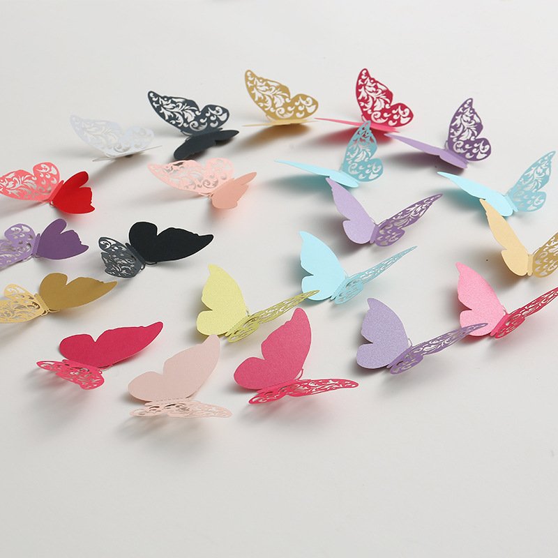 Wholesale Butterflies Decor 12pcs Paper Birthday Cake Topper Home Decoration Cake Decorating Accessory Butterflies for Cake