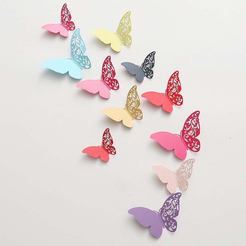 Wholesale Butterflies Decor 12pcs Paper Birthday Cake Topper Home Decoration Cake Decorating Accessory Butterflies for Cake