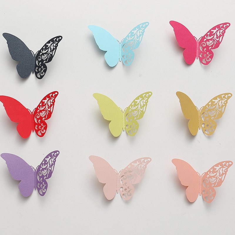 Wholesale Butterflies Decor 12pcs Paper Birthday Cake Topper Home Decoration Cake Decorating Accessory Butterflies for Cake