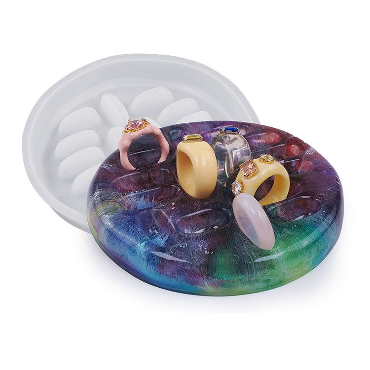 YS Round Irregular Rose Ring Storage Tray Plaster Cement Silicone Mold DIY Jewellery Handmade Desktop Ornament Resin Mold