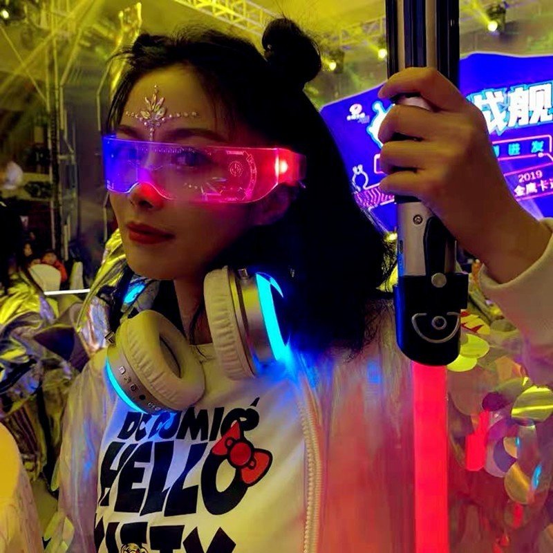 Led Colorful Luminous Glasses Bar Concert Music Festival Ktv Performance Sci-fi Sunglasses Fashion