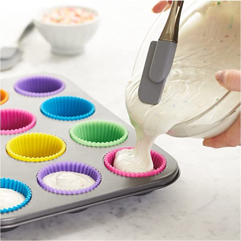 Reusable Muffin Baking Cups Heat Resistant Food Grade Approved Silicone Cupcake Liners