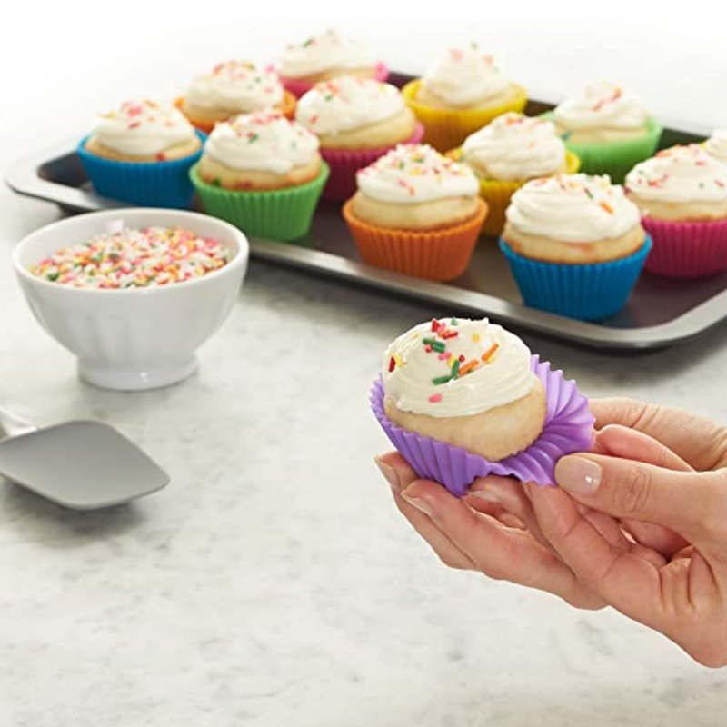 Reusable Muffin Baking Cups Heat Resistant Food Grade Approved Silicone Cupcake Liners