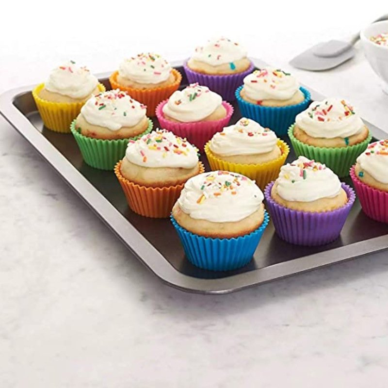 Reusable Muffin Baking Cups Heat Resistant Food Grade Approved Silicone Cupcake Liners