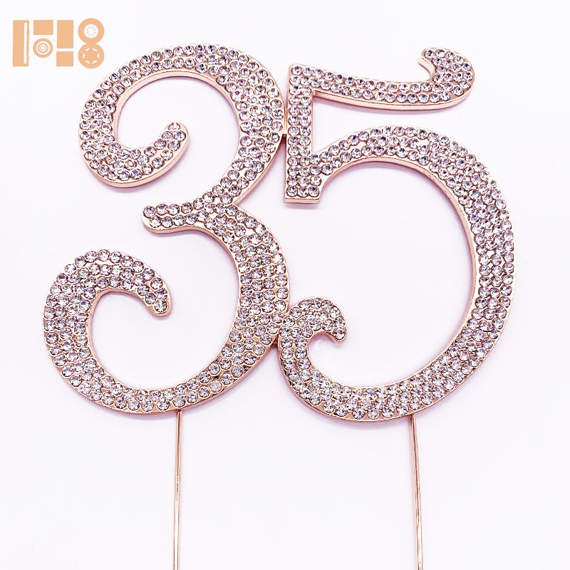 New arrivals number 12cm crystal stone number cake topper for birthday cake topper or anniversary party(15.16.18.21.30.40.50.60)