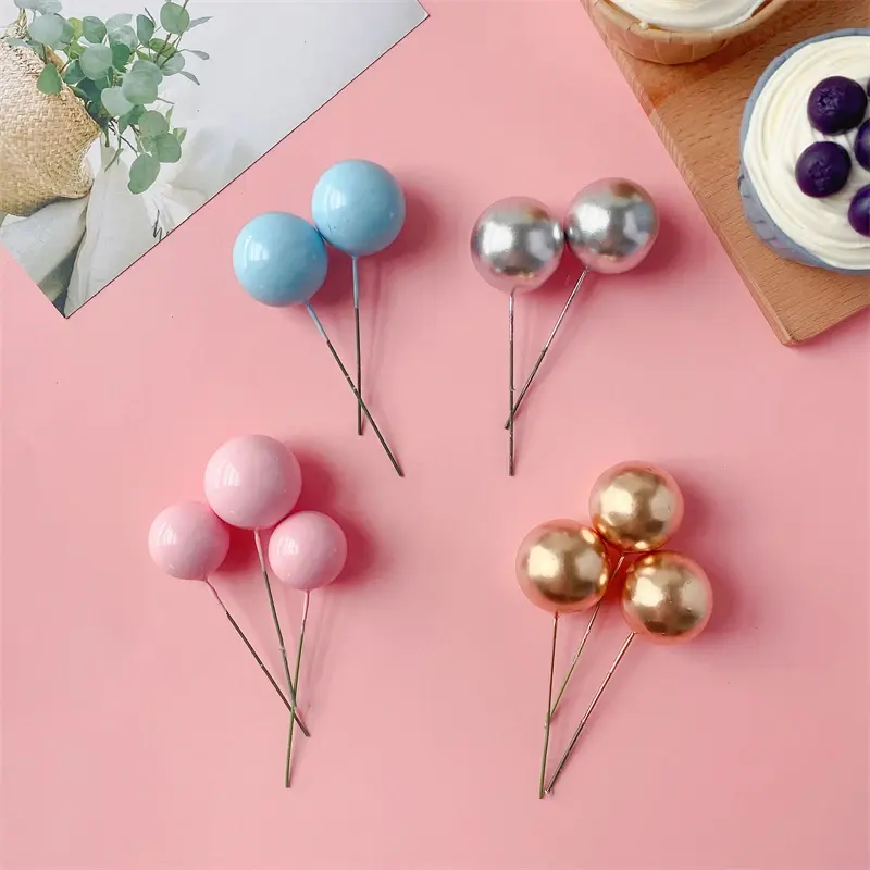 Mixed size foam ball 2cm 2.5cm 3cm 4cm 20pcs blue gold sliver balls cake topper faux balls for birthday cake