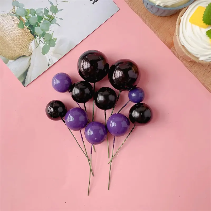 Mixed size foam ball 2cm 2.5cm 3cm 4cm 20pcs blue gold sliver balls cake topper faux balls for birthday cake