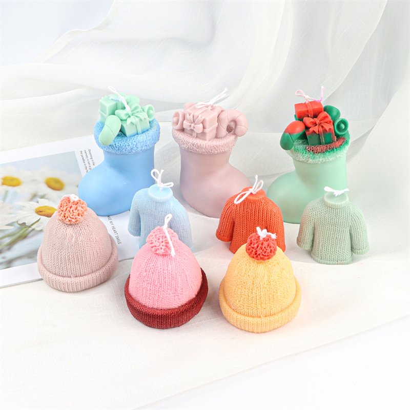 Geometric Spinning Pine Santa Claus Snowman Candle Silicone Molds Soap Christmas Tree Candle Making Set Home Decoration Gifts