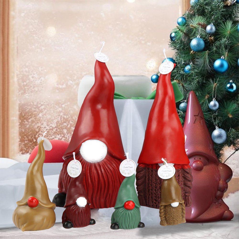 Geometric Spinning Pine Santa Claus Snowman Candle Silicone Molds Soap Christmas Tree Candle Making Set Home Decoration Gifts