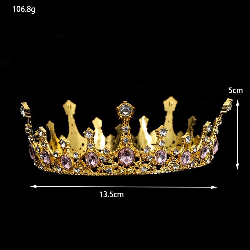 New Tiara Bridal Gold Alloy Crown Elegant Princess Wedding Crystal Party Supplies Cake Accessories Bouquets Birthday Cake Topper