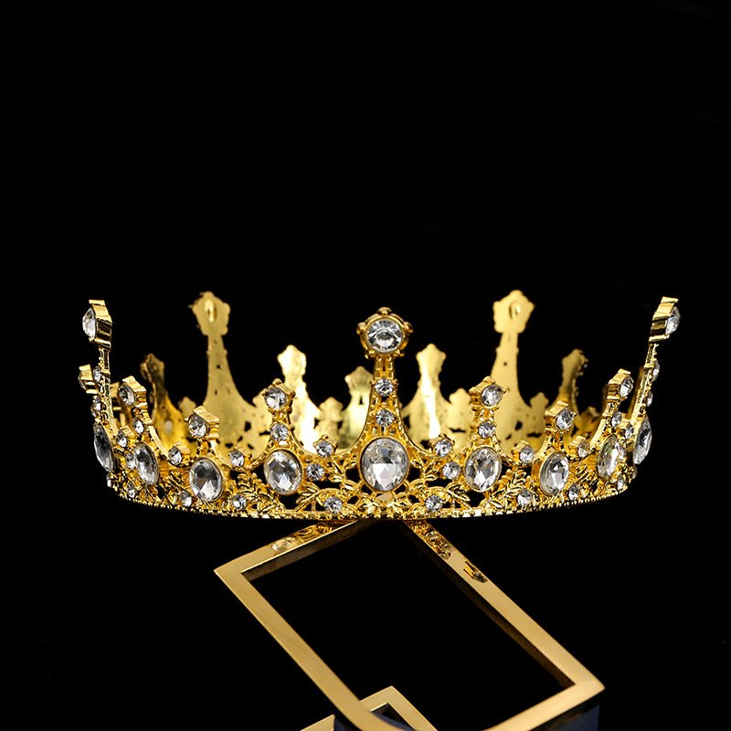New Tiara Bridal Gold Alloy Crown Elegant Princess Wedding Crystal Party Supplies Cake Accessories Bouquets Birthday Cake Topper