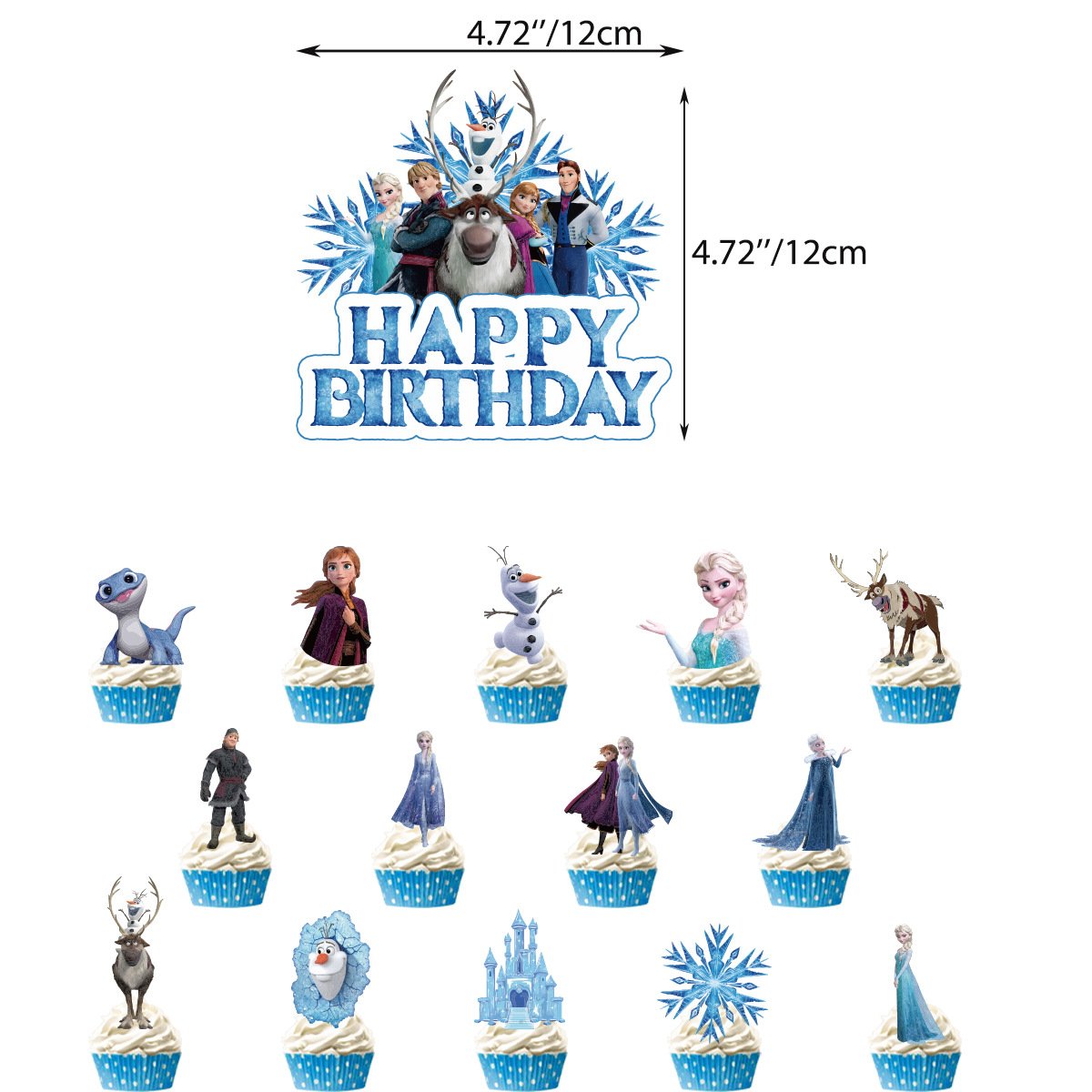 Princess Party Decoration Kit-Anna Elsa Happy Birthday Banner Flag Bunting 12 Inch Latex Balloon Kid's Party Cartoon Frozen