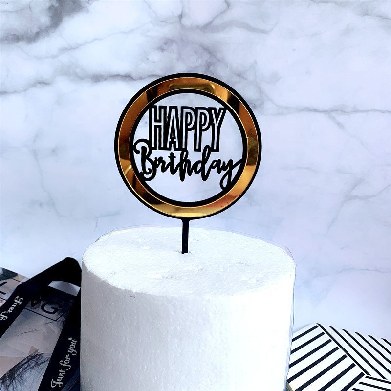 Round double layer DIY happy birthday acrylic cake toppers for cake decorating supplies