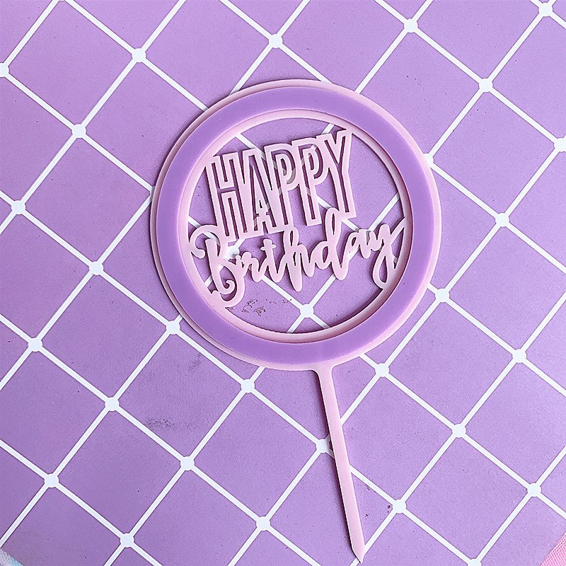 Round double layer DIY happy birthday acrylic cake toppers for cake decorating supplies