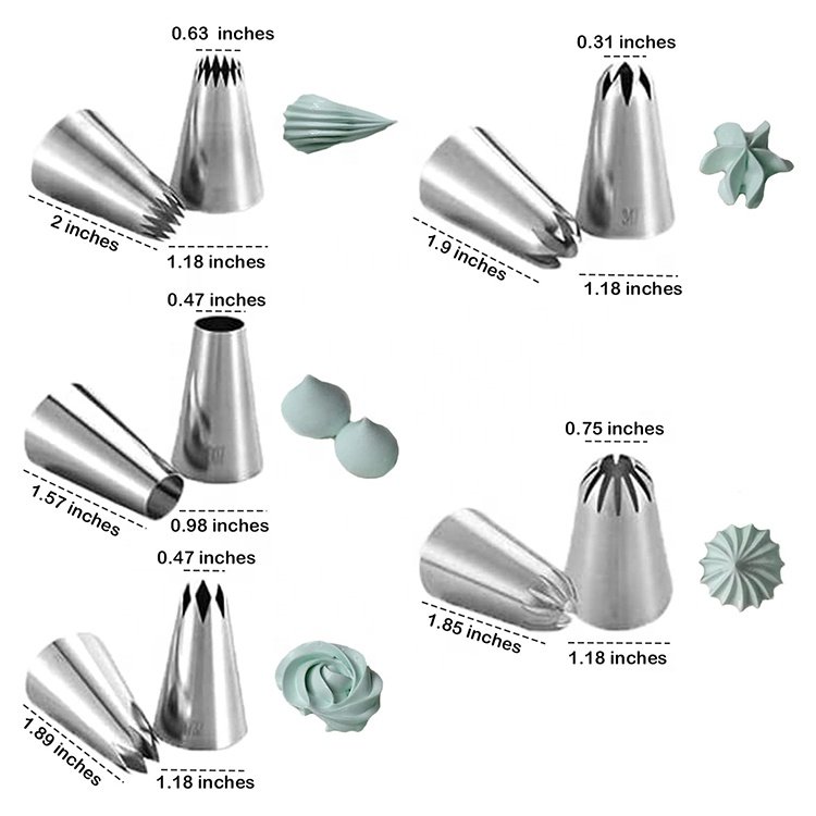 Set Of 3 Piping Icing Nozzle Cake Set Stainless Steel Decoration Piping Tip DIY Pastry Baking Tools For Cupcakes Cakes Cookies