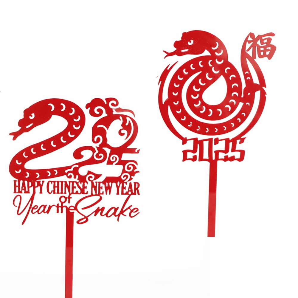 2025 Snake Acrylic Cake Topper Decor Toppers for Chinese Happy New Year Party Cakes Decoration