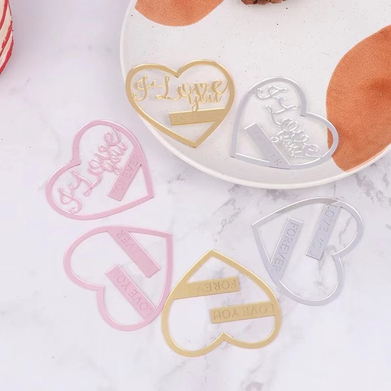 I Love You Wedding Cake Toppers Gold Acrylic Anniversary Party Cake Decoration Valentine's Day Proposal Cake Decorating Supplies