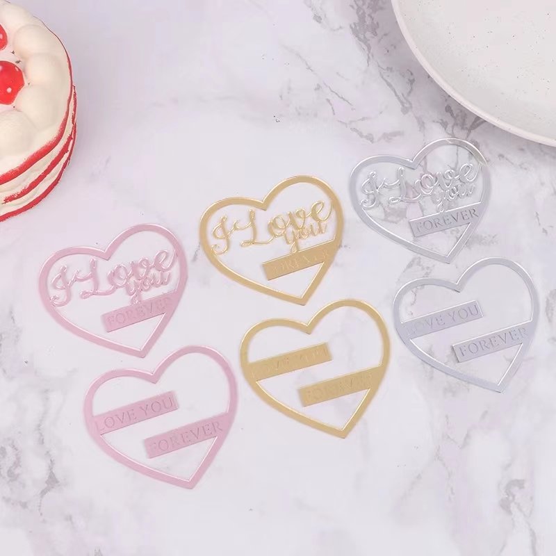 I Love You Wedding Cake Toppers Gold Acrylic Anniversary Party Cake Decoration Valentine's Day Proposal Cake Decorating Supplies