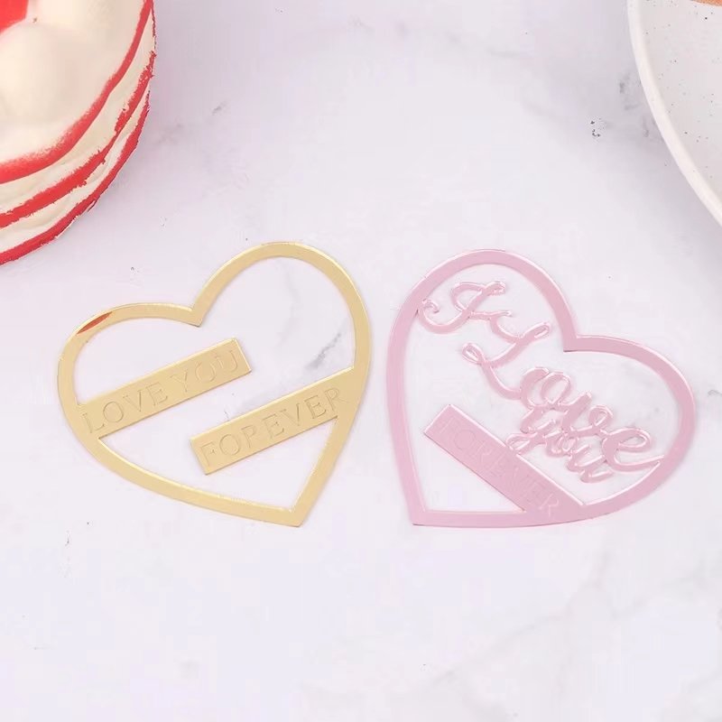 I Love You Wedding Cake Toppers Gold Acrylic Anniversary Party Cake Decoration Valentine's Day Proposal Cake Decorating Supplies