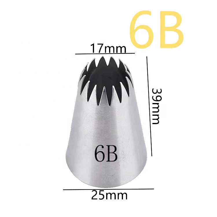 15 Teeth Stainless Steel Cake Nozzle 6B Cream Icing Piping Tips Baking Decorating Nozzles