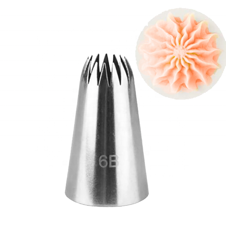 15 Teeth Stainless Steel Cake Nozzle 6B Cream Icing Piping Tips Baking Decorating Nozzles