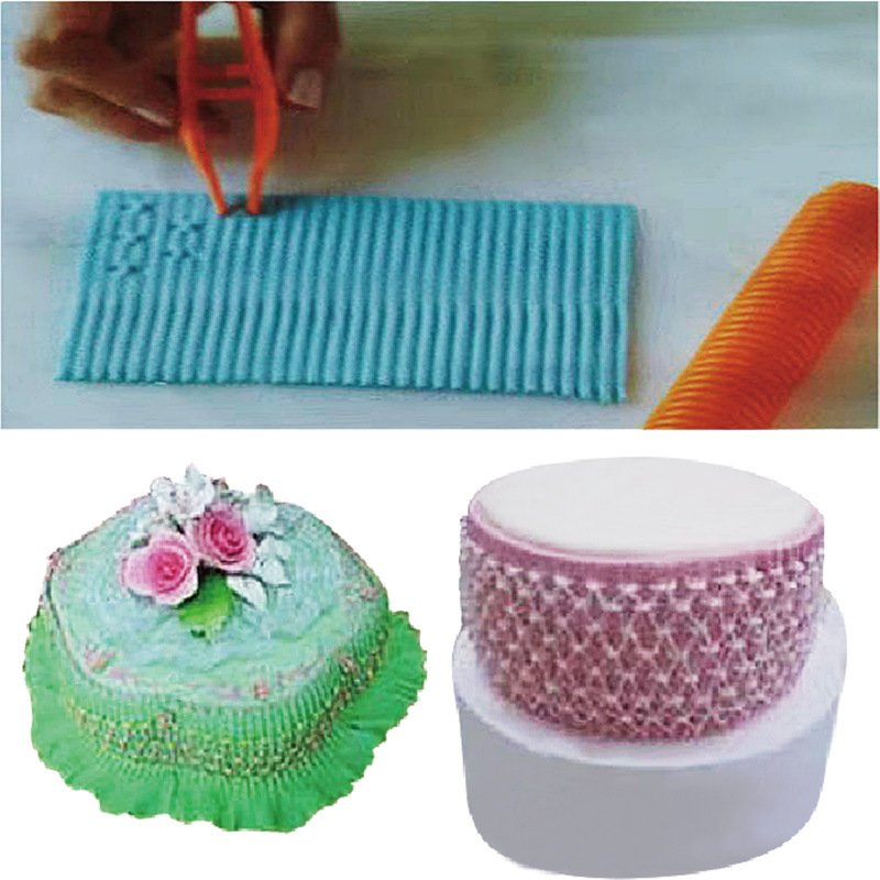 Household Pastry tools 2pcs Plastic fondant rolling pin clip cake edge embossed mold baking tool cake lace clip cake accessories
