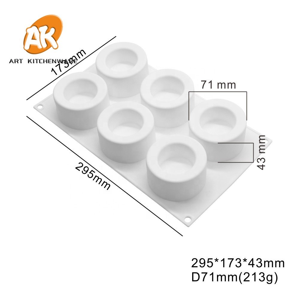 AK Mousse Cake Moulds for Bakery Hollow Cylinder 3D Silicone Chocolate Molds Dessert Tools Kitchenware Cake Decorations MC-78