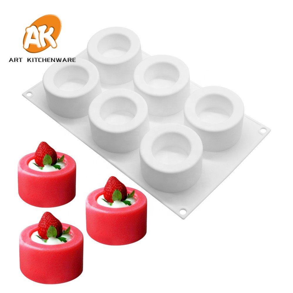 AK Mousse Cake Moulds for Bakery Hollow Cylinder 3D Silicone Chocolate Molds Dessert Tools Kitchenware Cake Decorations MC-78