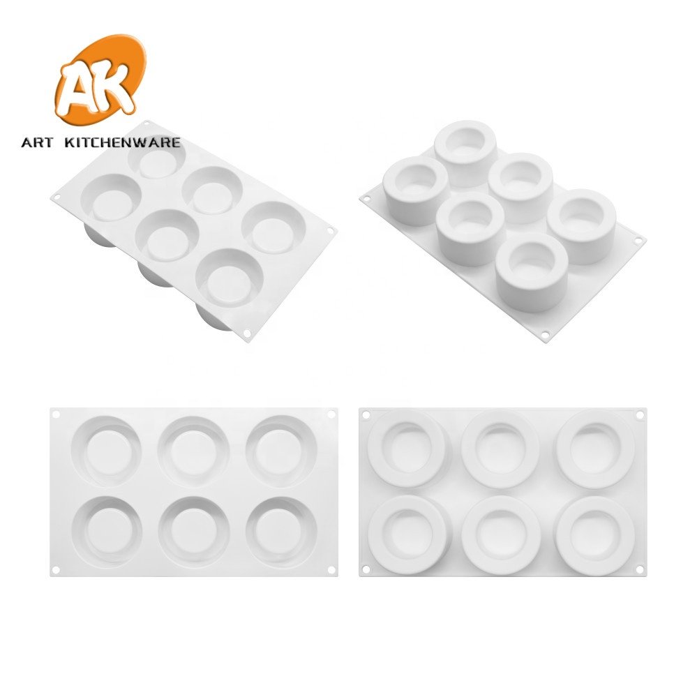 AK Mousse Cake Moulds for Bakery Hollow Cylinder 3D Silicone Chocolate Molds Dessert Tools Kitchenware Cake Decorations MC-78
