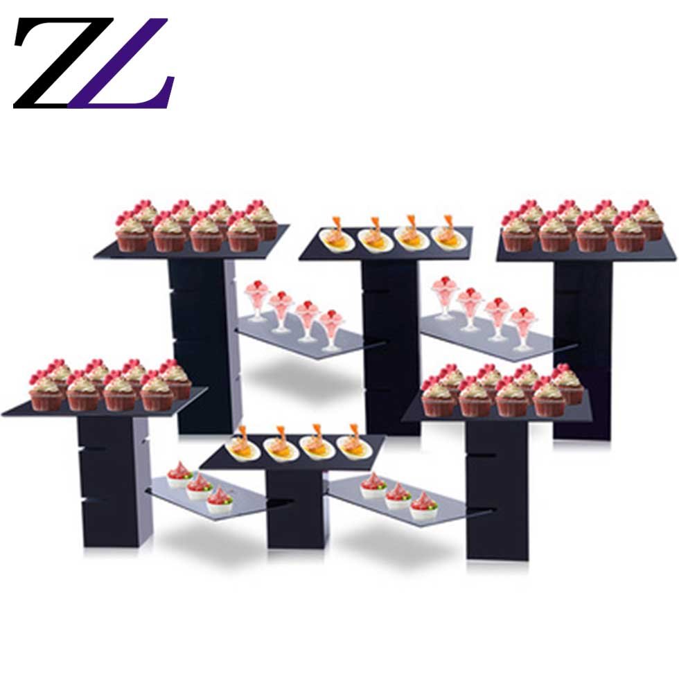 Luxury party decorative red acryclic riser cube vitrail buffet food dessert raisers display stand set acrylic buffet elevation